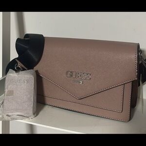 GUESS Mauve Crossbody Bag with Black Strap